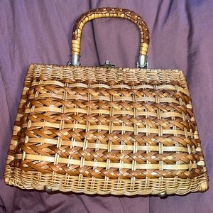 Vintage Antique Wicker Basket Weave Purse